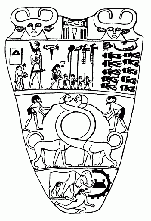 Palette de Narmer . ouverture/renversement de citadell